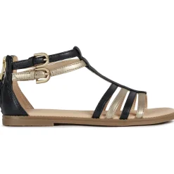 Geox J7235D, Sandalen (Kinder), Kinder, Schwarz (Black/Platinum)