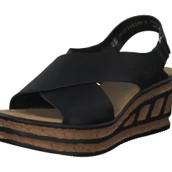 Rieker 68189, Keilsandaletten, Damen, Schwarz