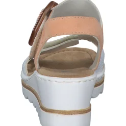 Rieker 67476, Plateau-Sandaletten, Damen, weiss/aprikot