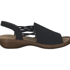 Rieker 608D1, Keilsandaletten, Damen, Schwarz