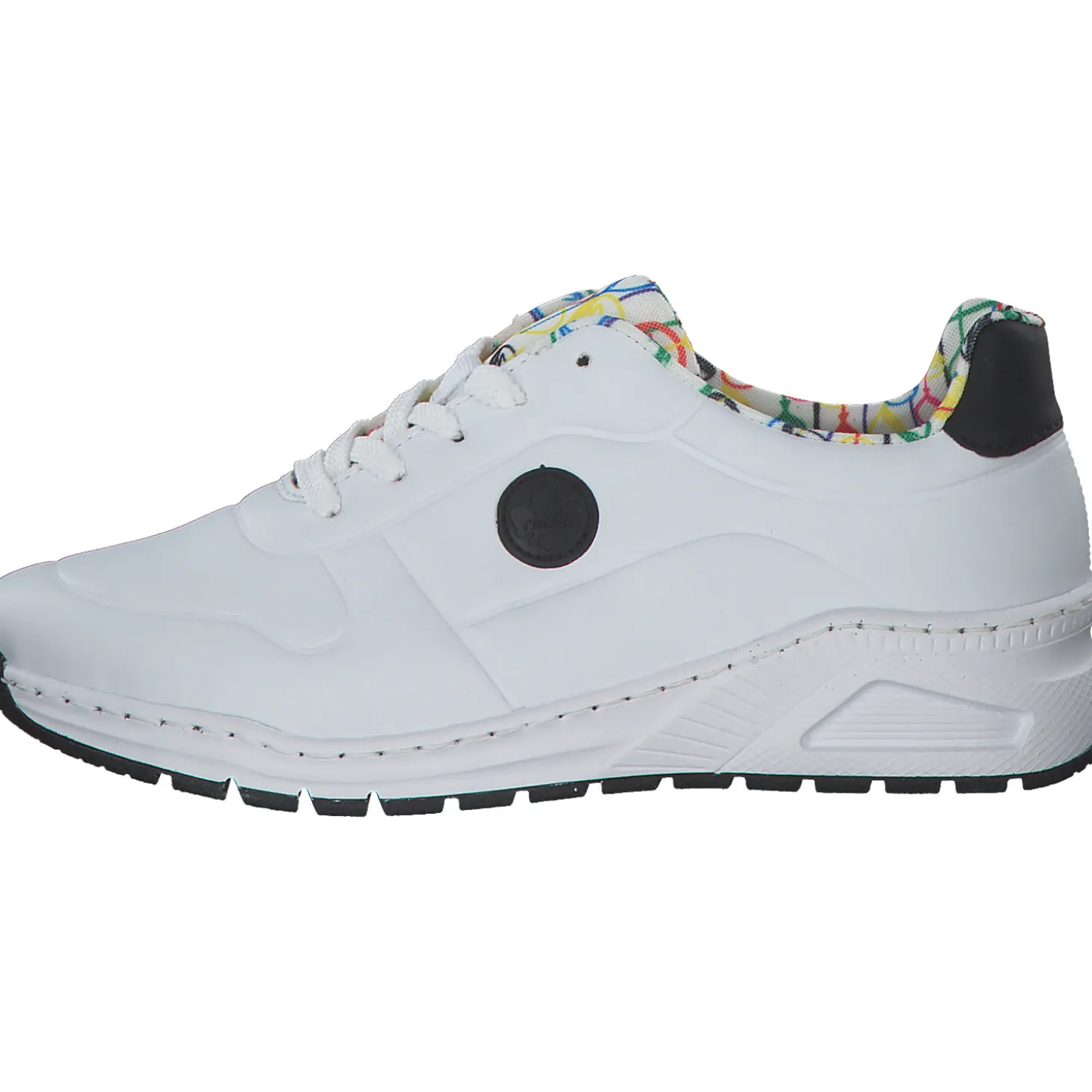 Rieker M4903, Sneakers Low, Damen, weiss/schwarz/weiss-multi