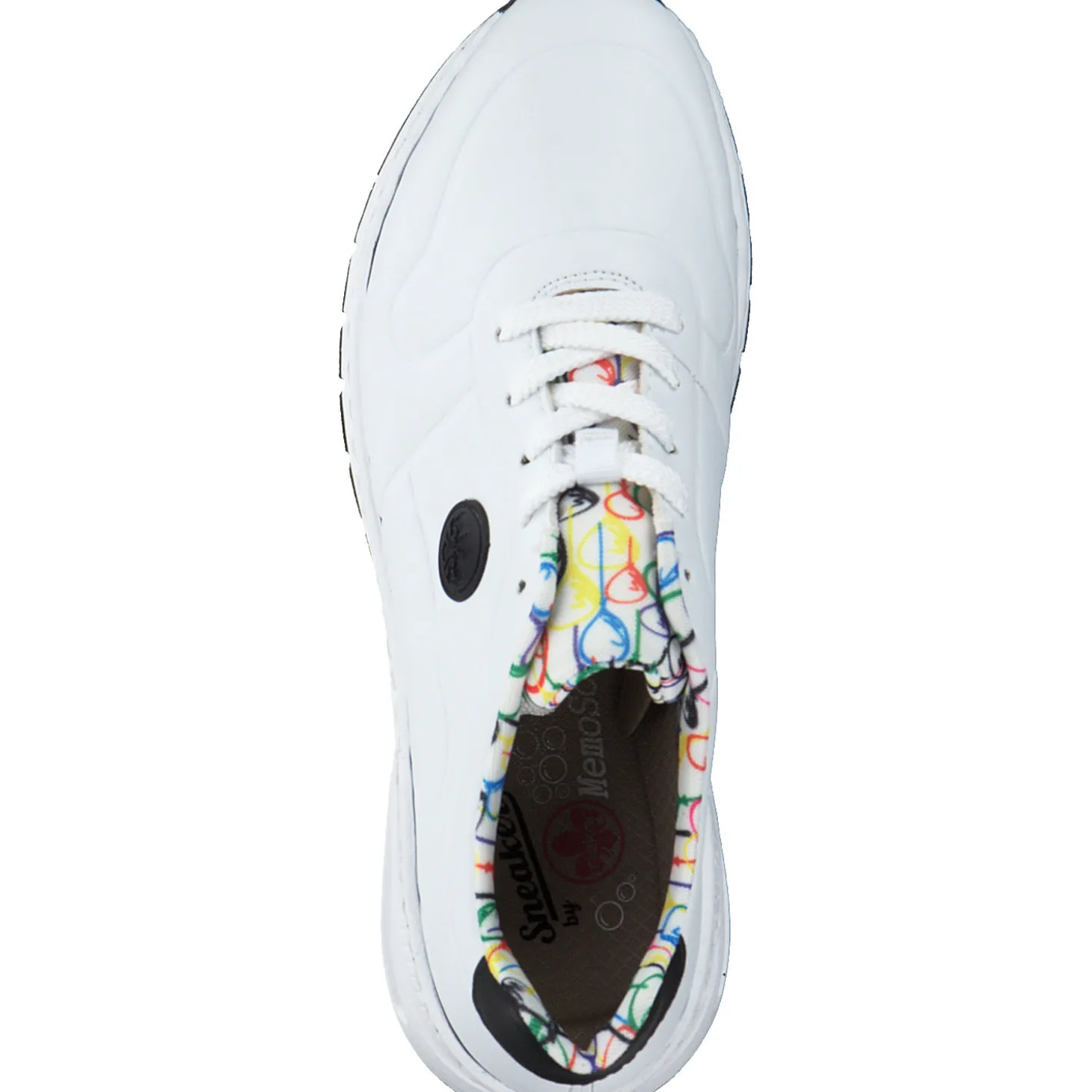 Rieker M4903, Sneakers Low, Damen, weiss/schwarz/weiss-multi