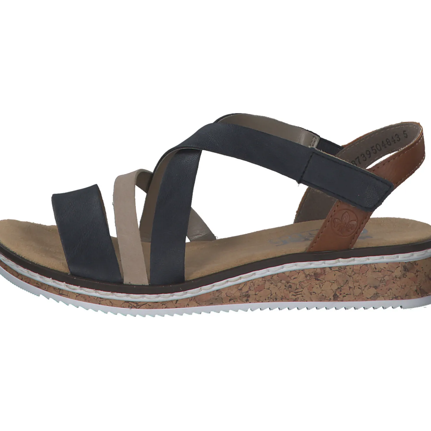 Rieker V3663, Keilsandaletten, Damen, pazifik/Rosa/Beige/cayenne