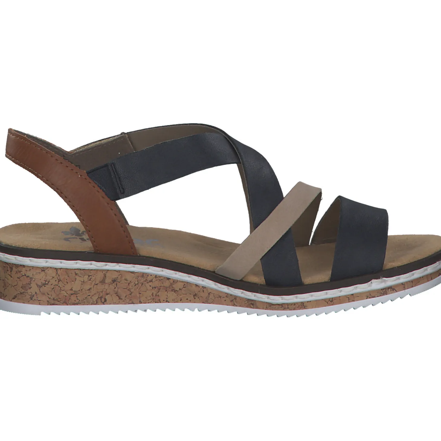 Rieker V3663, Keilsandaletten, Damen, pazifik/Rosa/Beige/cayenne