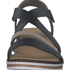 Rieker V3663, Keilsandaletten, Damen, pazifik/Rosa/Beige/cayenne