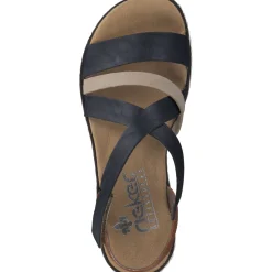 Rieker V3663, Keilsandaletten, Damen, pazifik/Rosa/Beige/cayenne