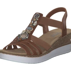 Rieker V3869, Plateau-Sandaletten, Damen, cayenne