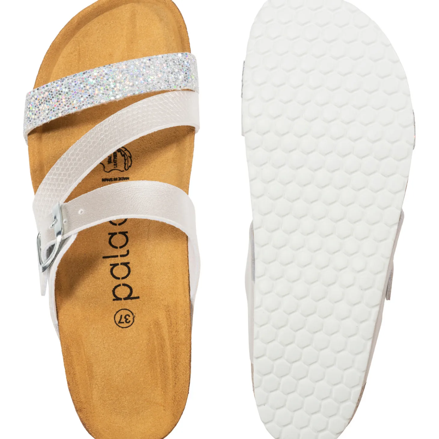 Palado Chios, Pantoletten, Damen, Metallic Silber/Weiß