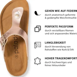 Palado Kos Metallic, Zehentrenner, Damen, Rosegold