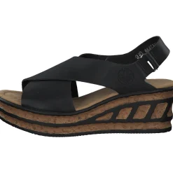 Rieker 68189, Keilsandaletten, Damen, Schwarz