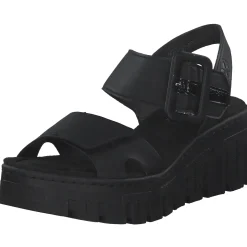 Rieker 68050, Plateau-Sandaletten, Damen, schwarz/black