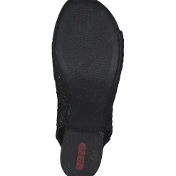 Rieker 64670, Plateau-Sandaletten, Damen, Schwarz