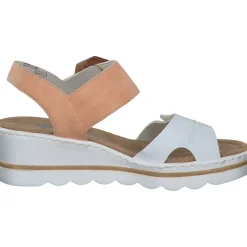 Rieker 67476, Plateau-Sandaletten, Damen, weiss/aprikot