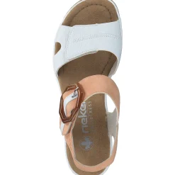 Rieker 67476, Plateau-Sandaletten, Damen, weiss/aprikot