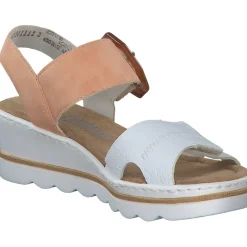 Rieker 67476, Plateau-Sandaletten, Damen, weiss/aprikot