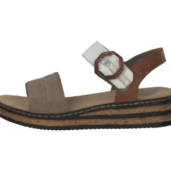 Rieker 62964, Plateau-Sandaletten, Damen, camel/offwhite/beige-gold/caye