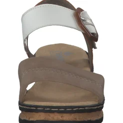 Rieker 62964, Plateau-Sandaletten, Damen, camel/offwhite/beige-gold/caye