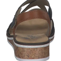 Rieker V3663, Keilsandaletten, Damen, pazifik/Rosa/Beige/cayenne