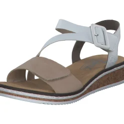 Rieker V3660, Keilsandaletten, Damen, Rosa/Beige/weiss