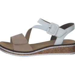 Rieker V3660, Keilsandaletten, Damen, Rosa/Beige/weiss